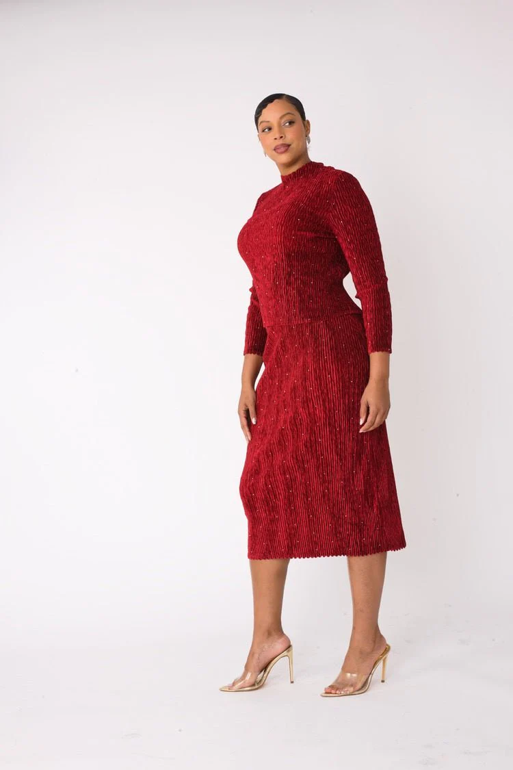 Velvet Midi Skirt Set | 82767 - Image 21