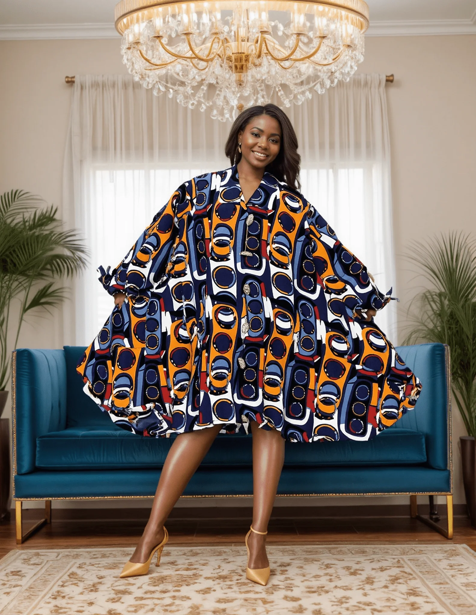 Veronica's Big Button Authentic African Tunic Dress - Image 2