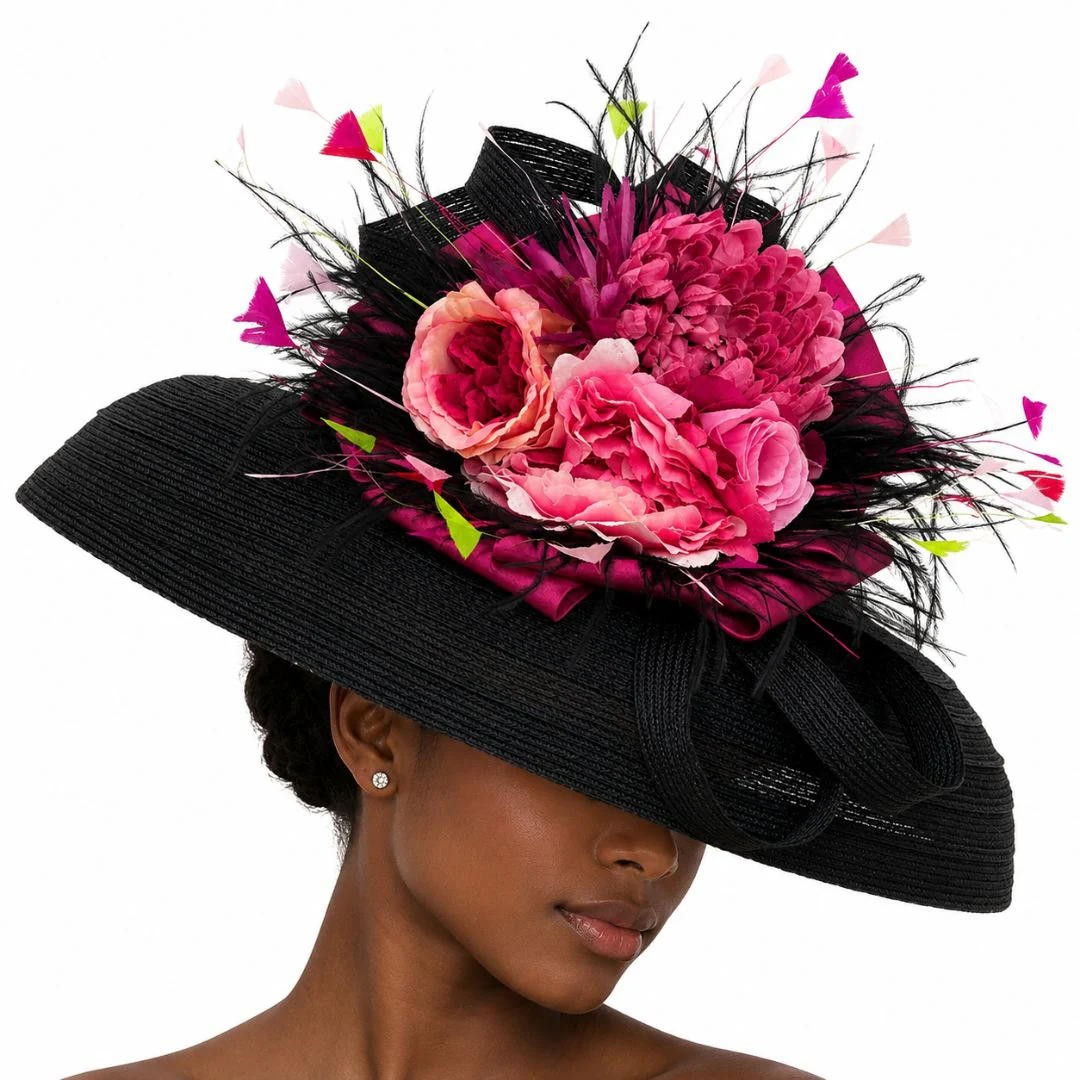 Pergola Floral Wide Brim Derby Hat by Whittall and Shon