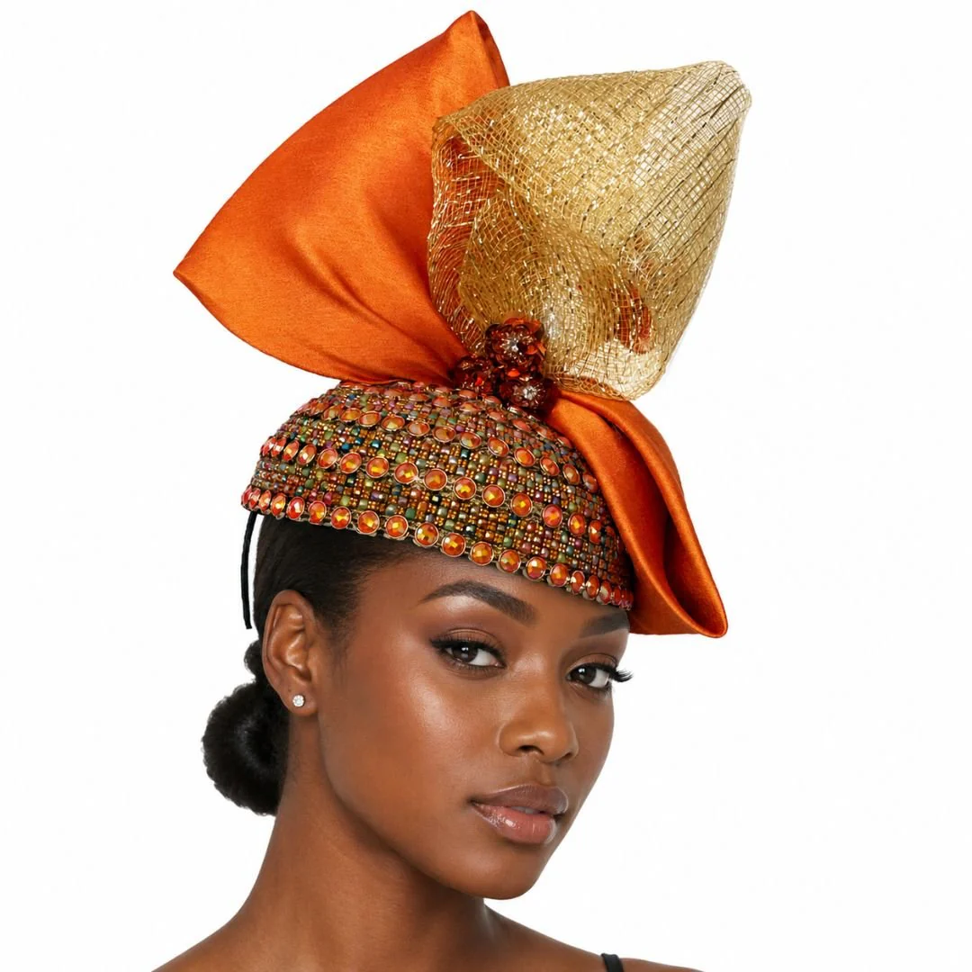 Shalimar Pink Green Jeweled Fascinator Hat by Whittall and Shon - Image 5
