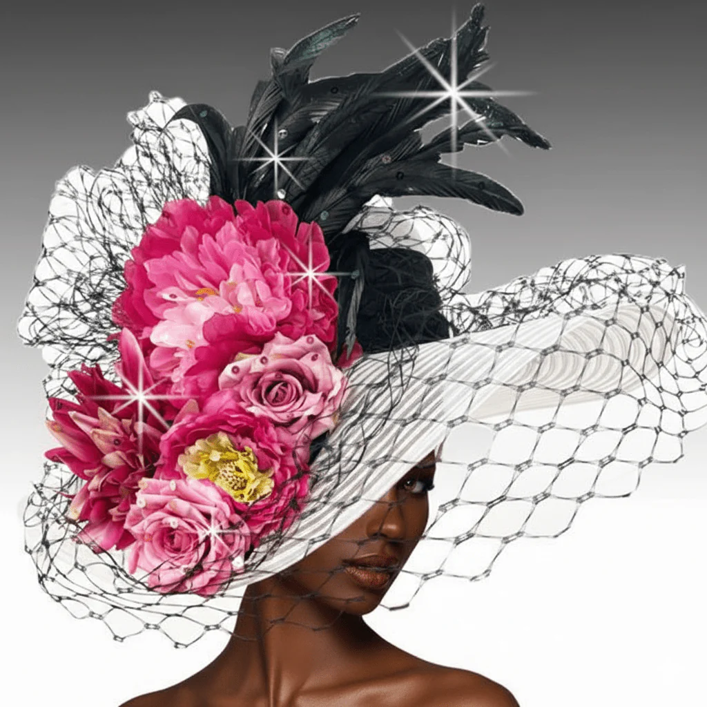 Abigail Wide Brim Rose Cascade Church Hat - Whittall & Shon - Image 2
