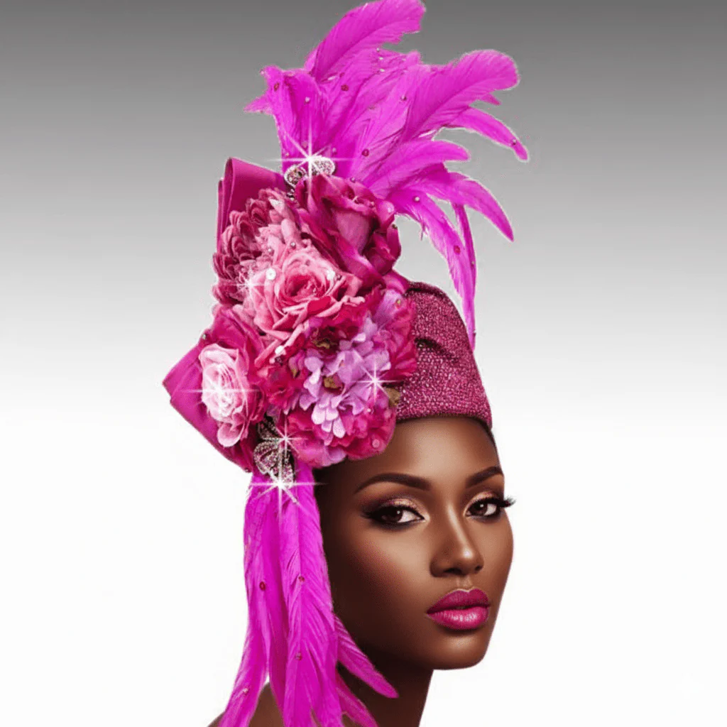 Adele Red Rhinestone Feather Church Hat - Whittall & Shon - Image 4