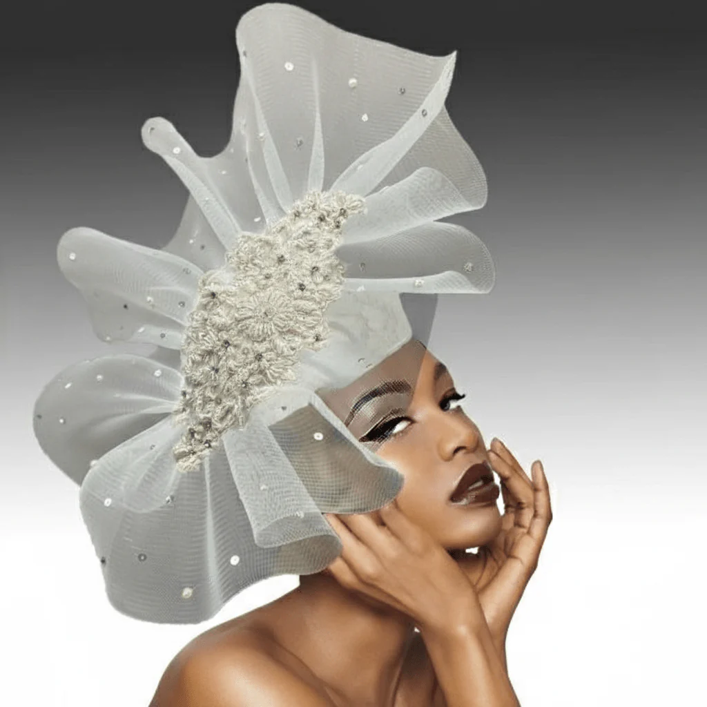 Antoinette Horsehair Wave Crown Church Hat - Whittall & Shon - Image 2
