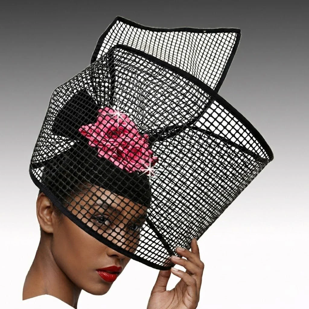 Birdcage Mesh Sculptural Fascinator Church Hat - Whittall & Shon
