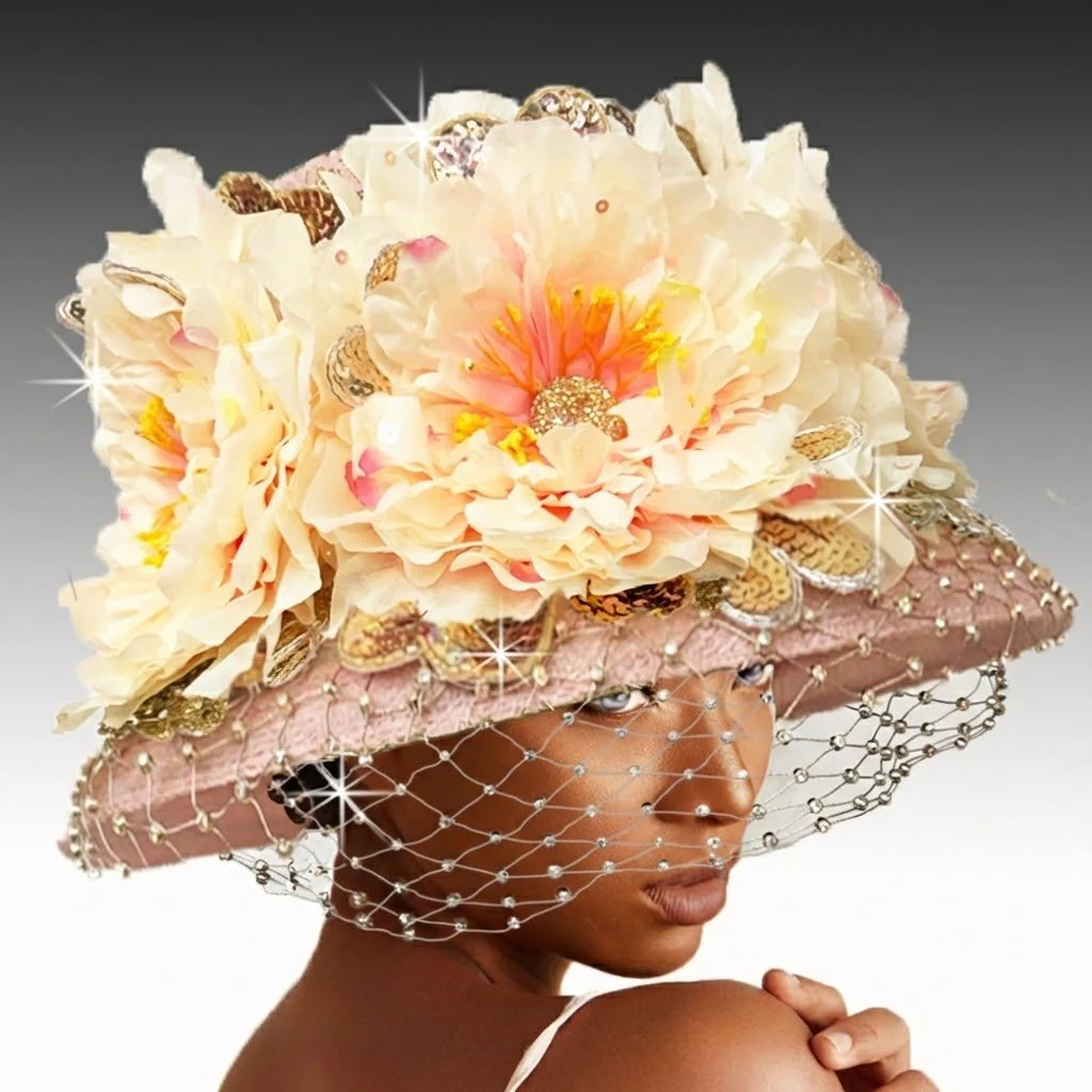 Caprice Gold Floral Bucket Church Hat - Whittall & Shon - Image 2