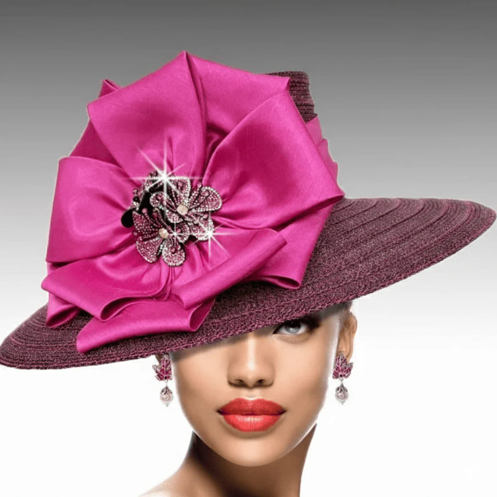Carmen Wide Brim Satin Bow Church Hat - Whittall & Shon - Image 4