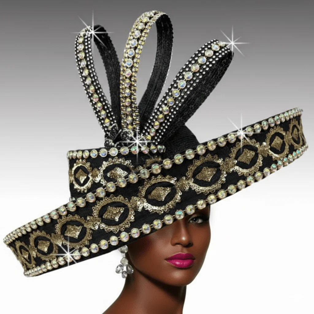 Celestial Rhinestone Statement Church Hat by Whittall & Shon - Image 2