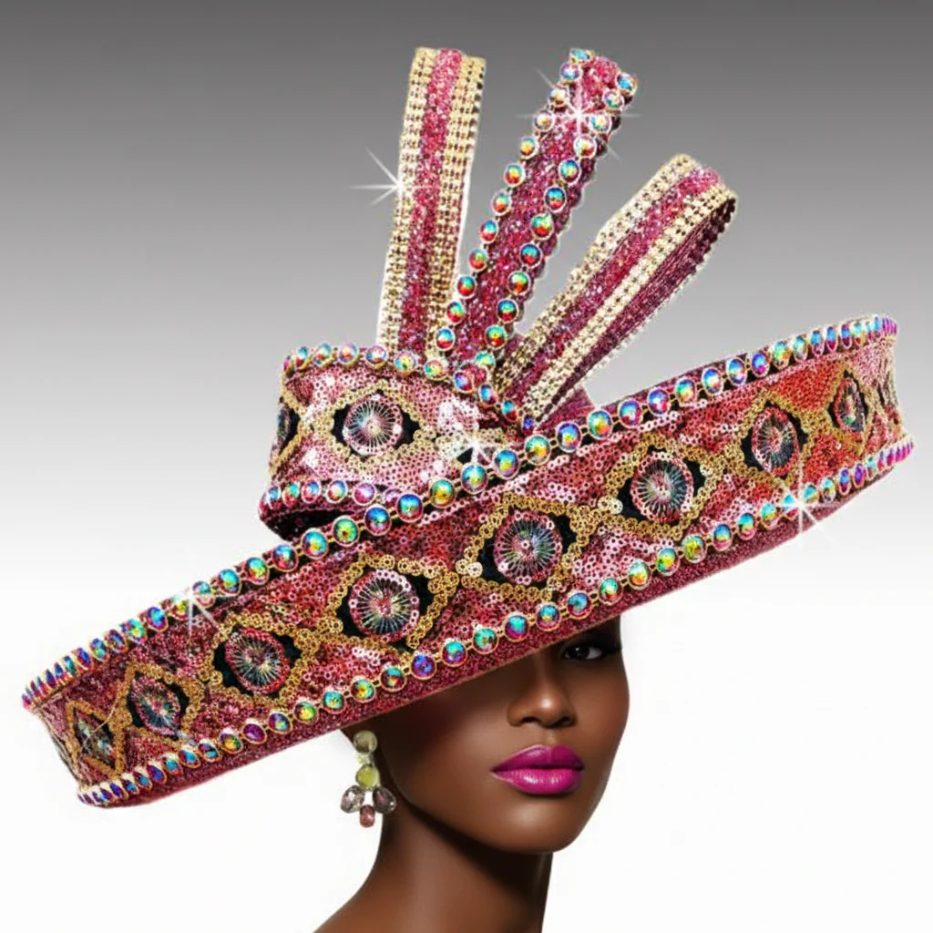Celestial Rhinestone Statement Church Hat by Whittall & Shon - Image 8