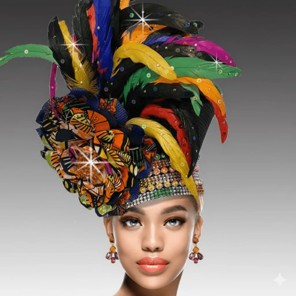 Chaka African Print Feather Headdress - Whittall & Shon