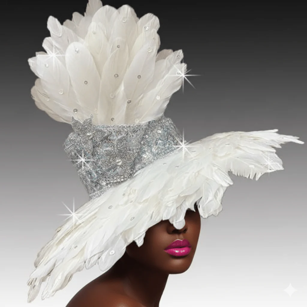 Chestnut Brown Feather Wide Brim Church Hat - Whittall & Shon - Image 3