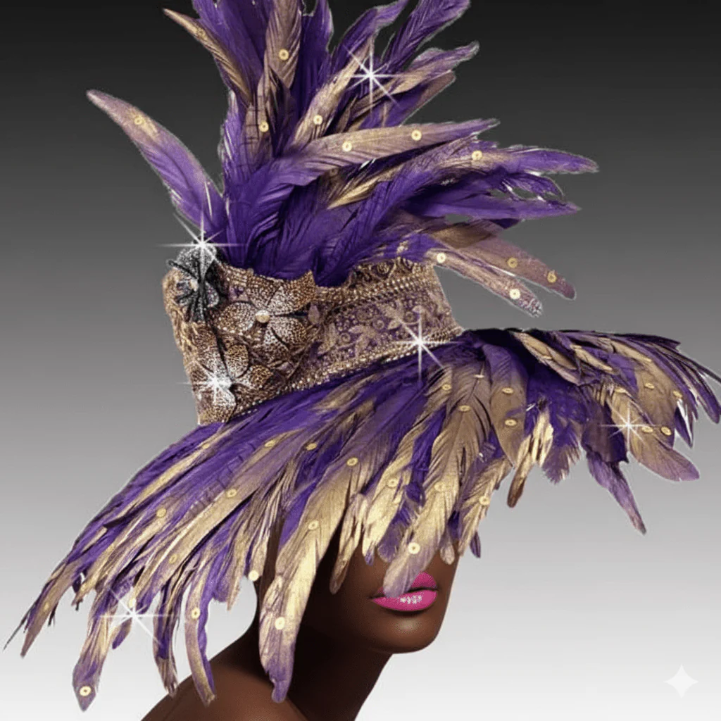 Chestnut Brown Feather Wide Brim Church Hat - Whittall & Shon - Image 4