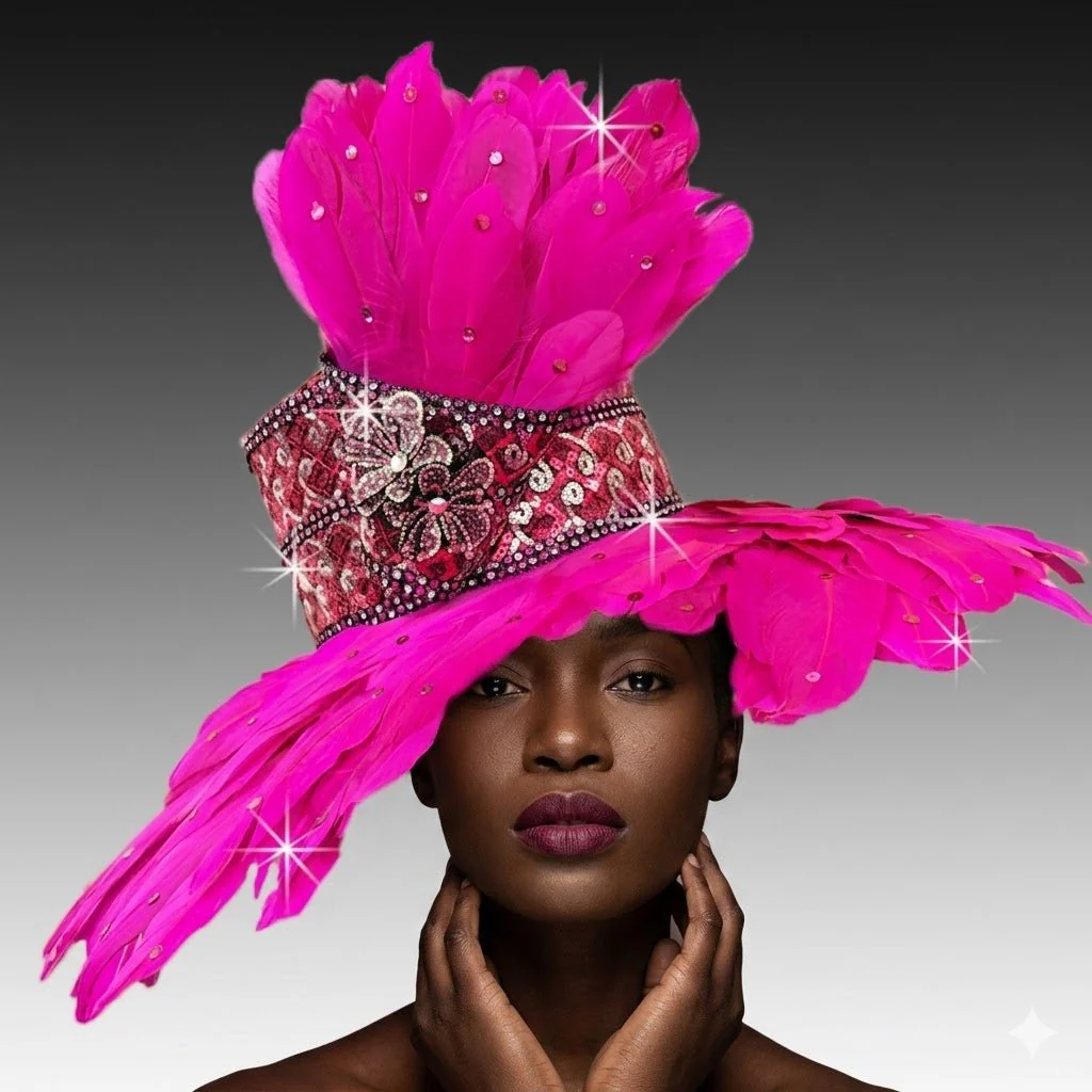 Chestnut Brown Feather Wide Brim Church Hat - Whittall & Shon - Image 6