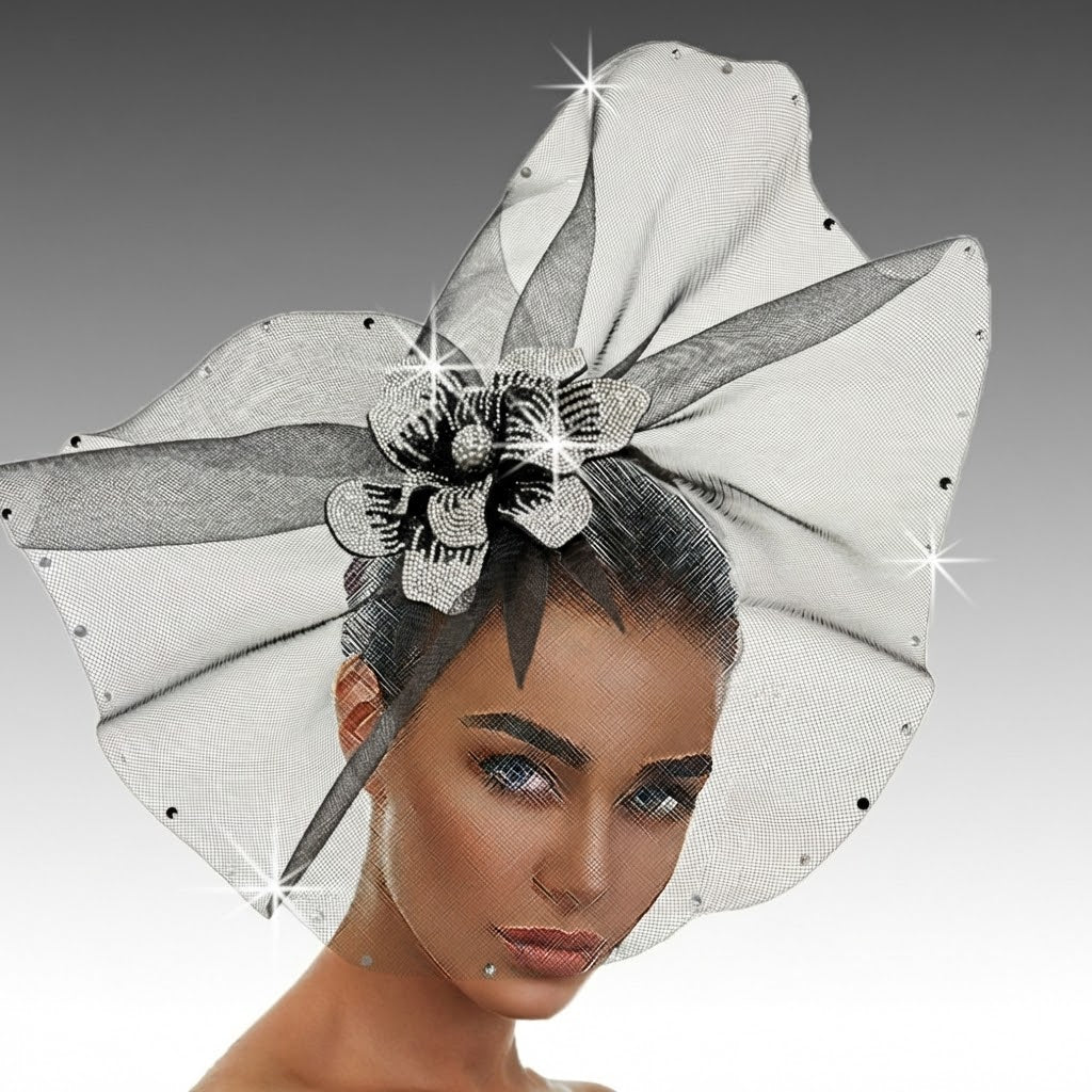 Deena Crystal Flower Illusion Pinwheel Fascinator - Whittall & Shon - Image 2