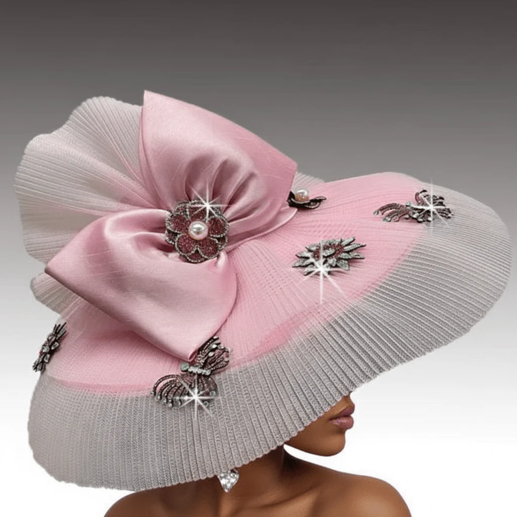 Duomo Pleated Illusion Wide Brim Church Hat - Whittall & Shon - Image 2