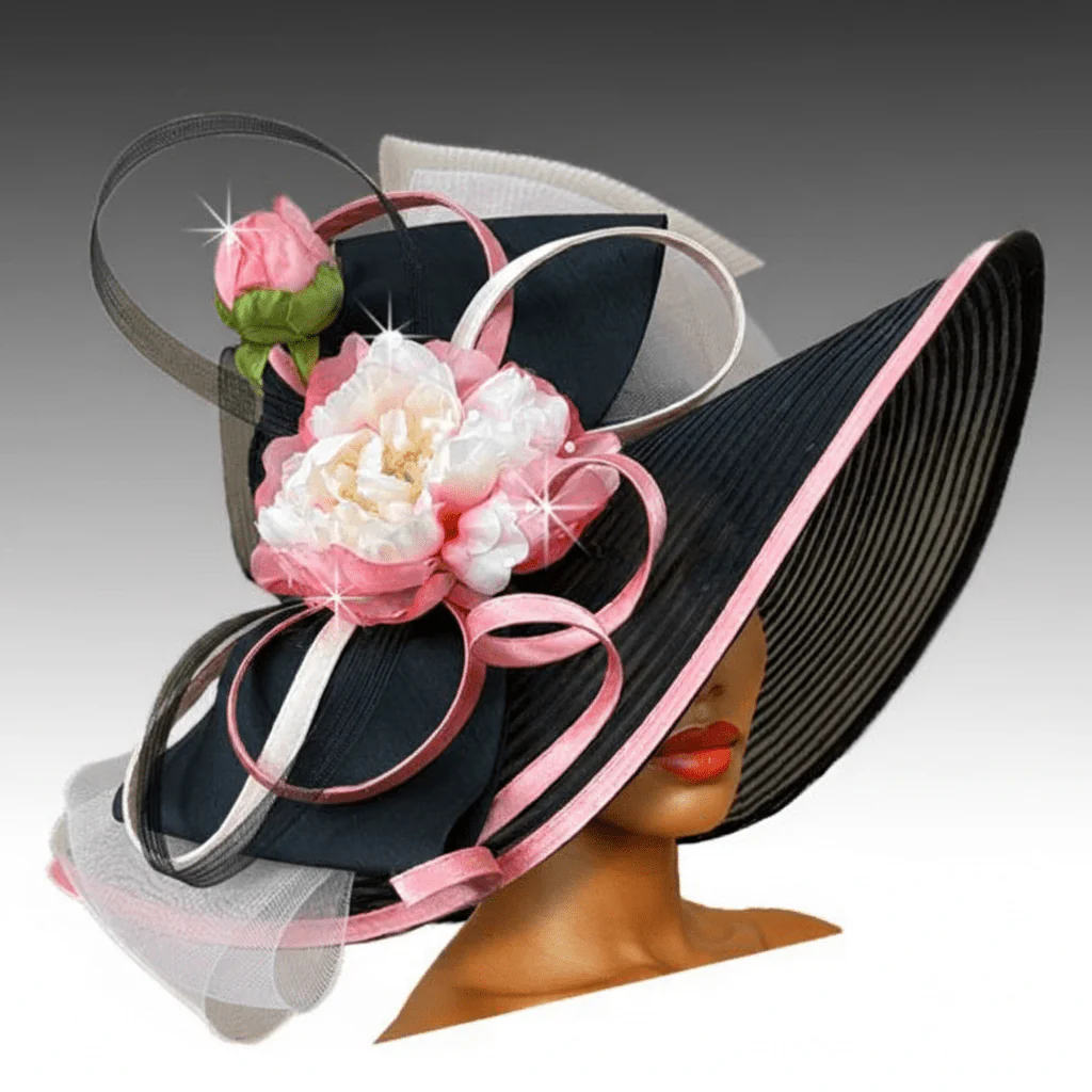 Gatsby Wide Brim Peony Loop Church Hat - Whittall & Shon