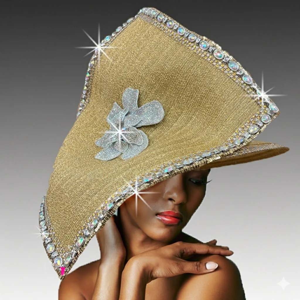Isabella Square Brim Crystal Church Hat - Whittall & Shon - Image 2