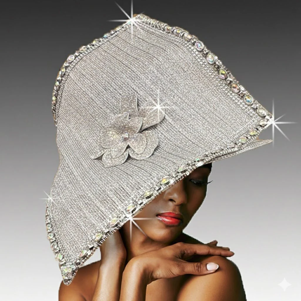 Isabella Square Brim Crystal Church Hat - Whittall & Shon - Image 3