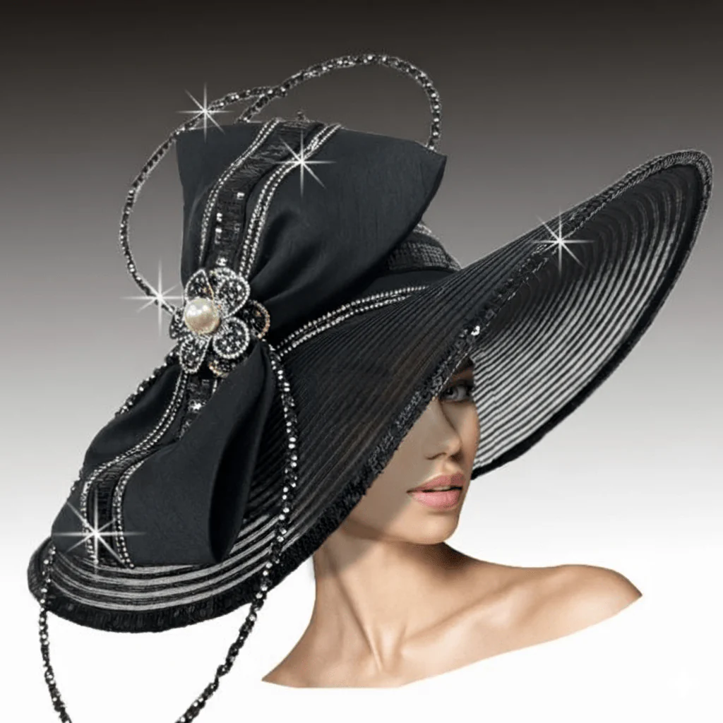 Jacksonville Diva Wide Brim Crystal Chain Church Hat - Whittall & Shon