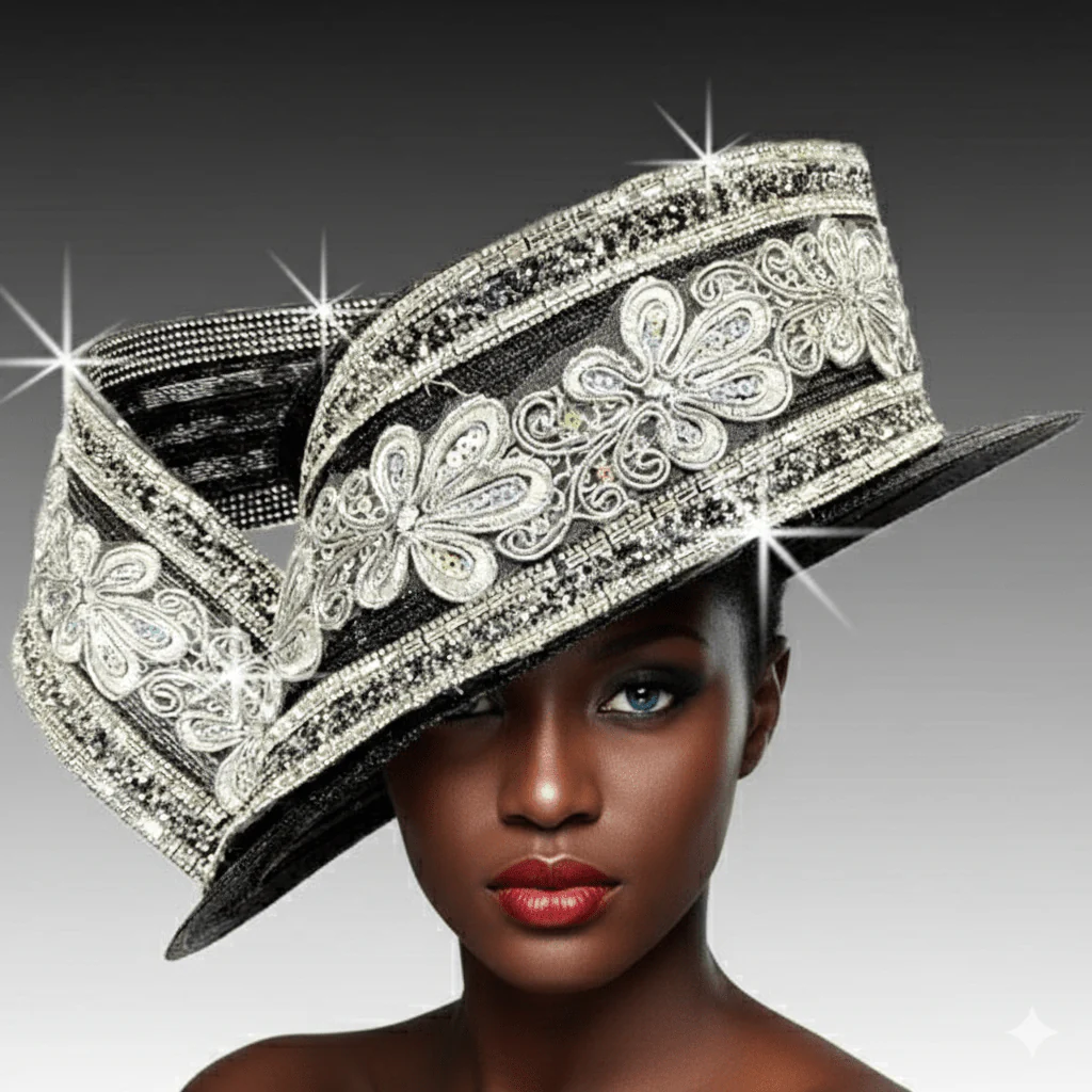 Layla Crystal Sculptural Church Hat - Whittall & Shon