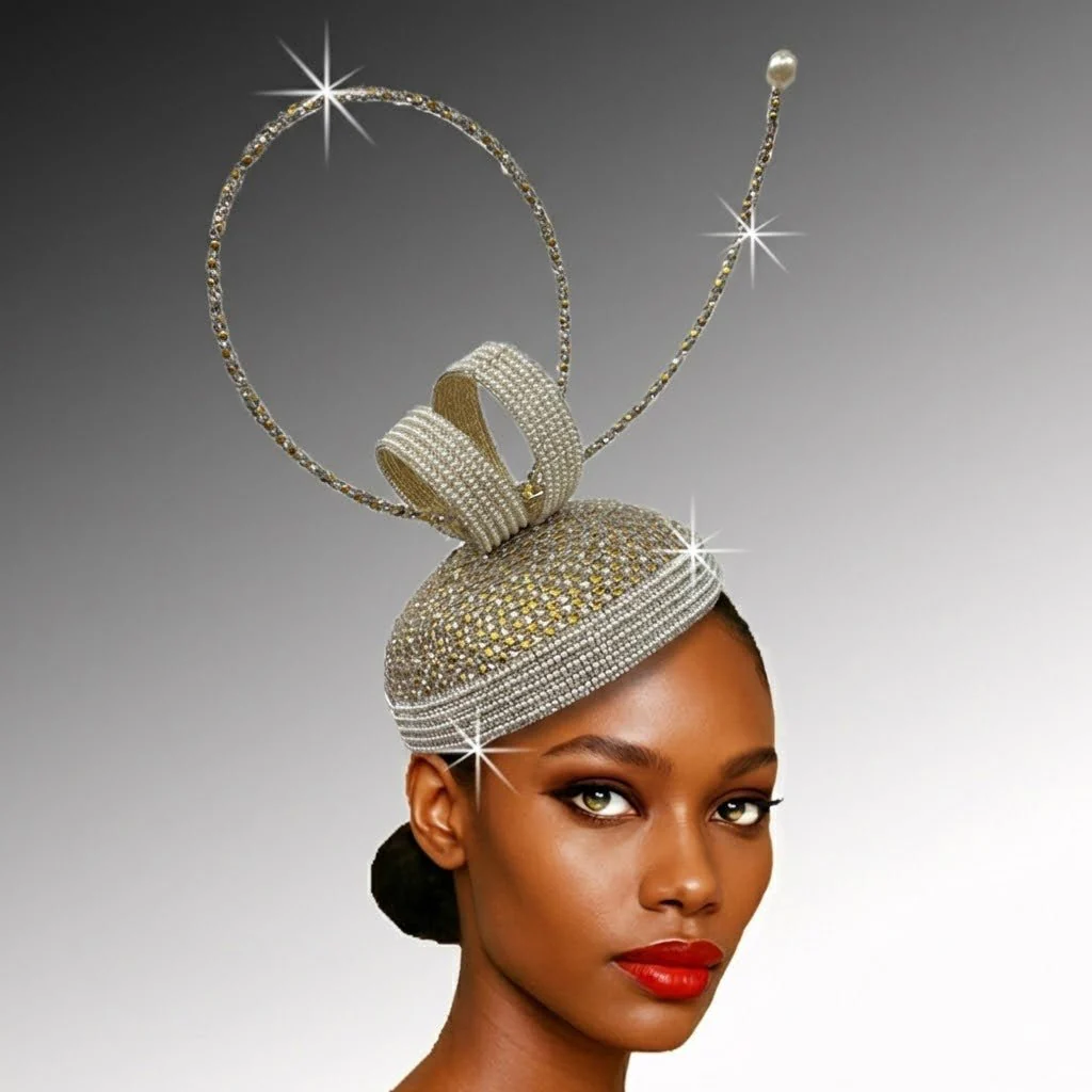 Leonardo Crystal Arc Fascinator Headband - Whittall & Shon - Image 3