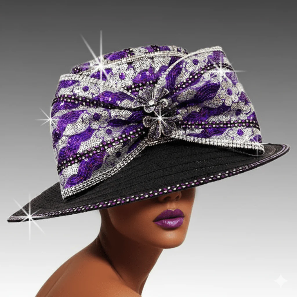 Lily Sequin Bow Cloche Church Hat - Whittall & Shon - Image 4