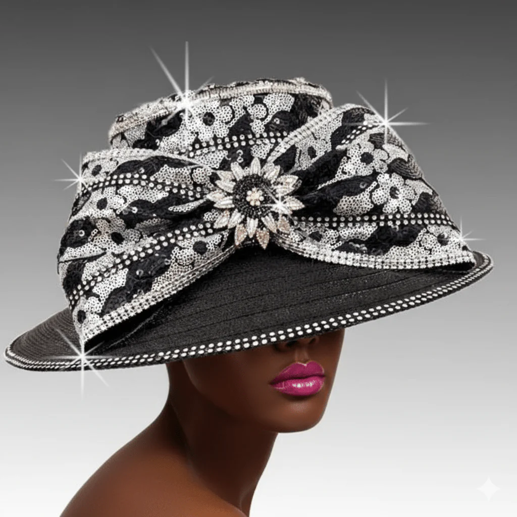 Lily Sequin Bow Cloche Church Hat - Whittall & Shon - Image 5