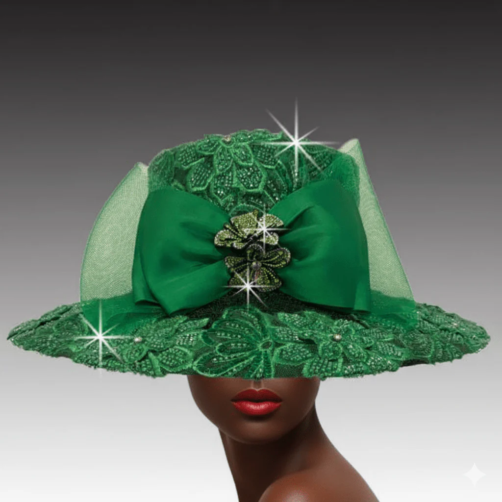 Mika Beaded Lace Wide Brim Church Hat - Whittall & Shon - Image 3