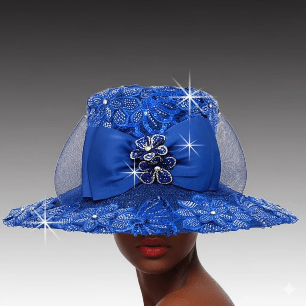 Mika Beaded Lace Wide Brim Church Hat - Whittall & Shon - Image 4