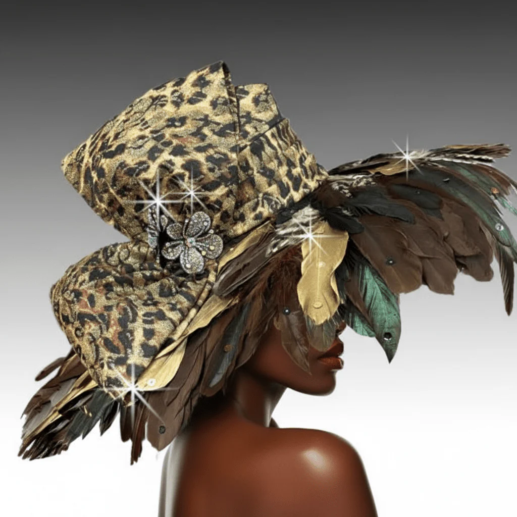 Plumeria Zebra Print Feather Brim Church Hat - Whittall & Shon - Image 2