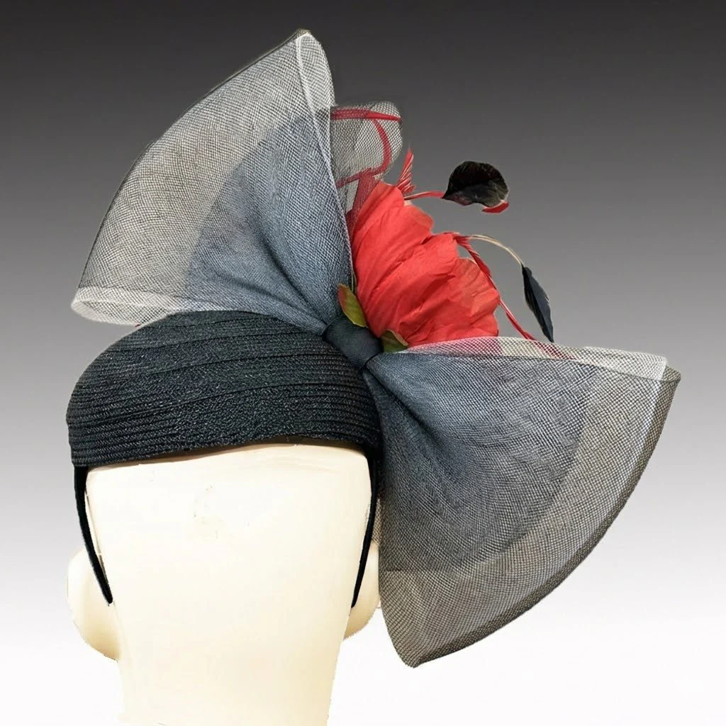 Poppy Red Peony Fascinator Church Hat - Whittall & Shon - Image 2