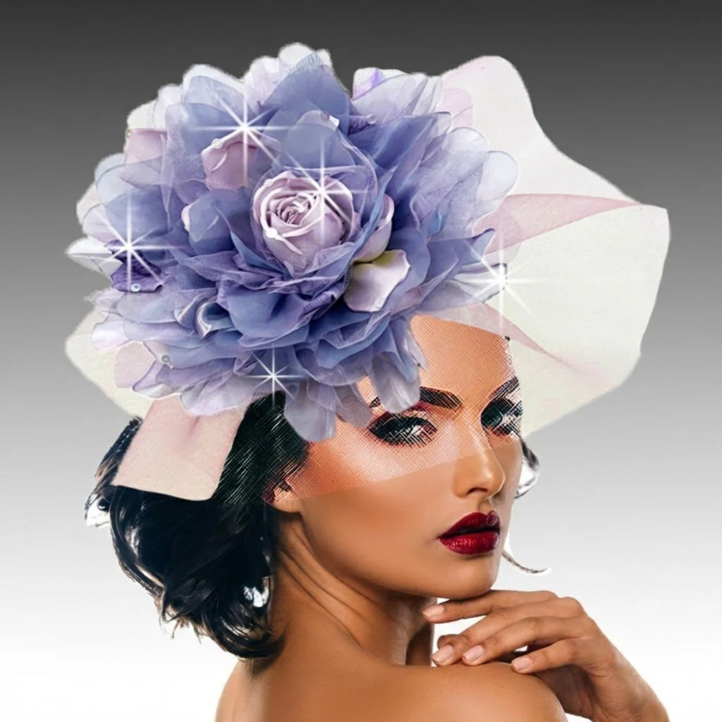 Posy Shimmer Organza Bloom Fascinator Church Hat - Whittall & Shon - Image 2