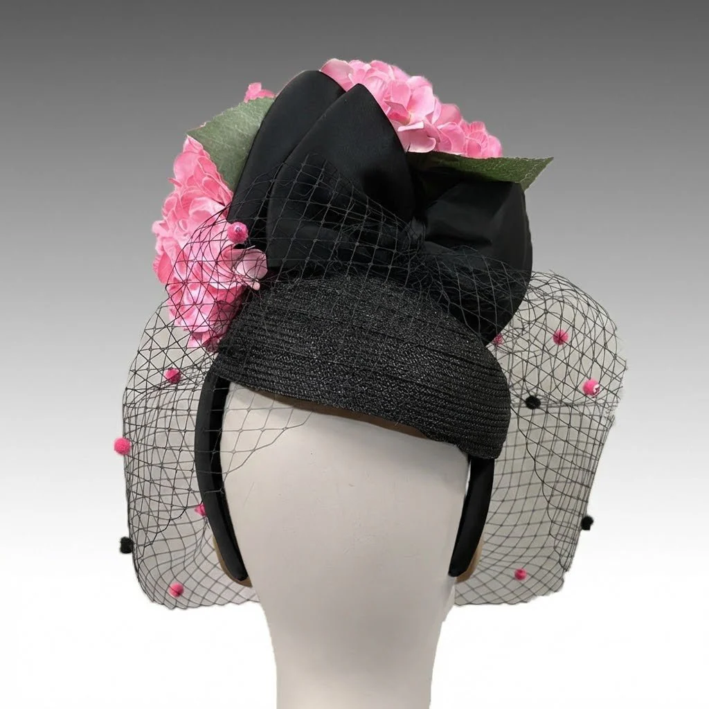 Retro Hydrangea Pompom Fascinator Church Hat - Whittall & Shon - Image 2