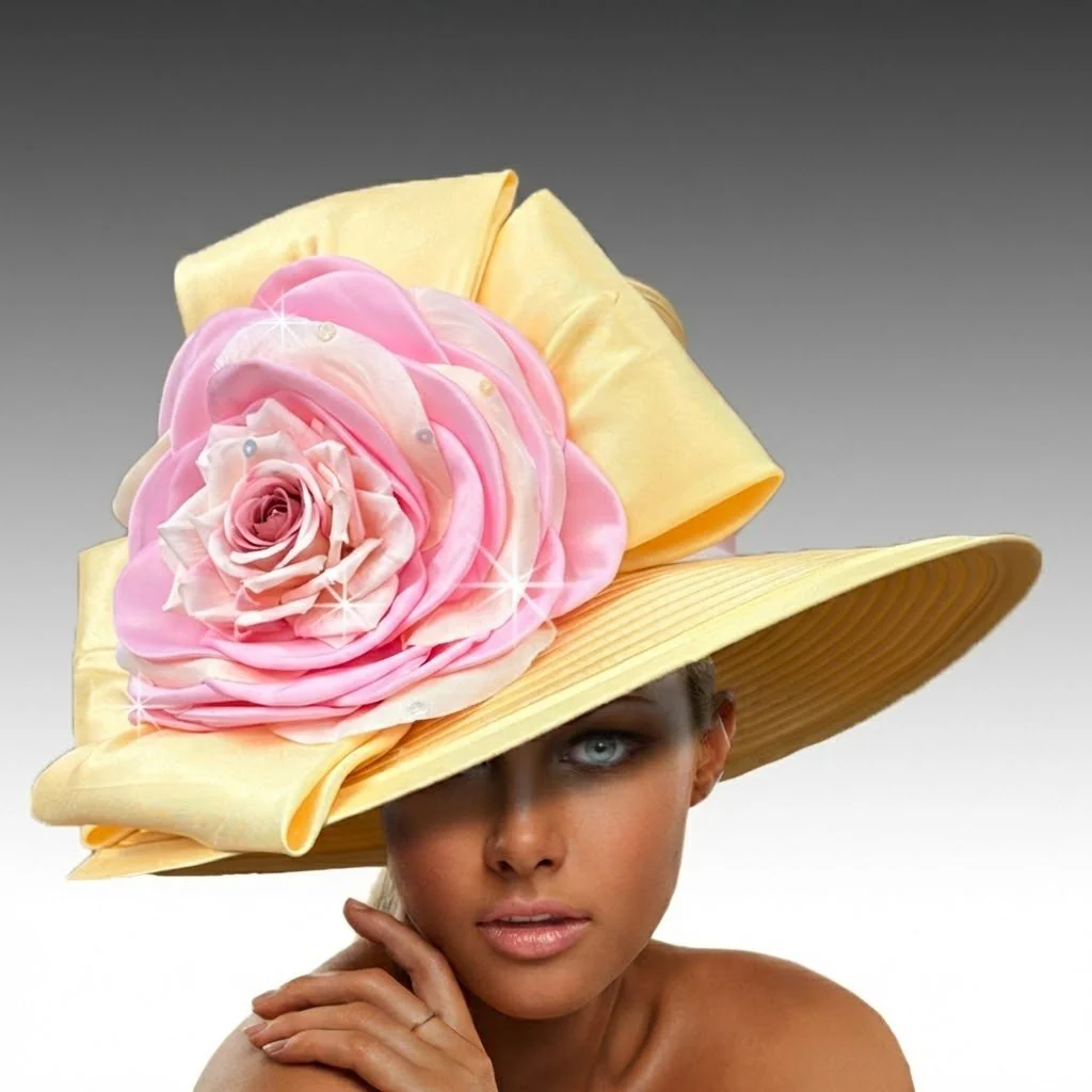 Robin Silk Wide Brim Rose Church Hat - Whittall & Shon