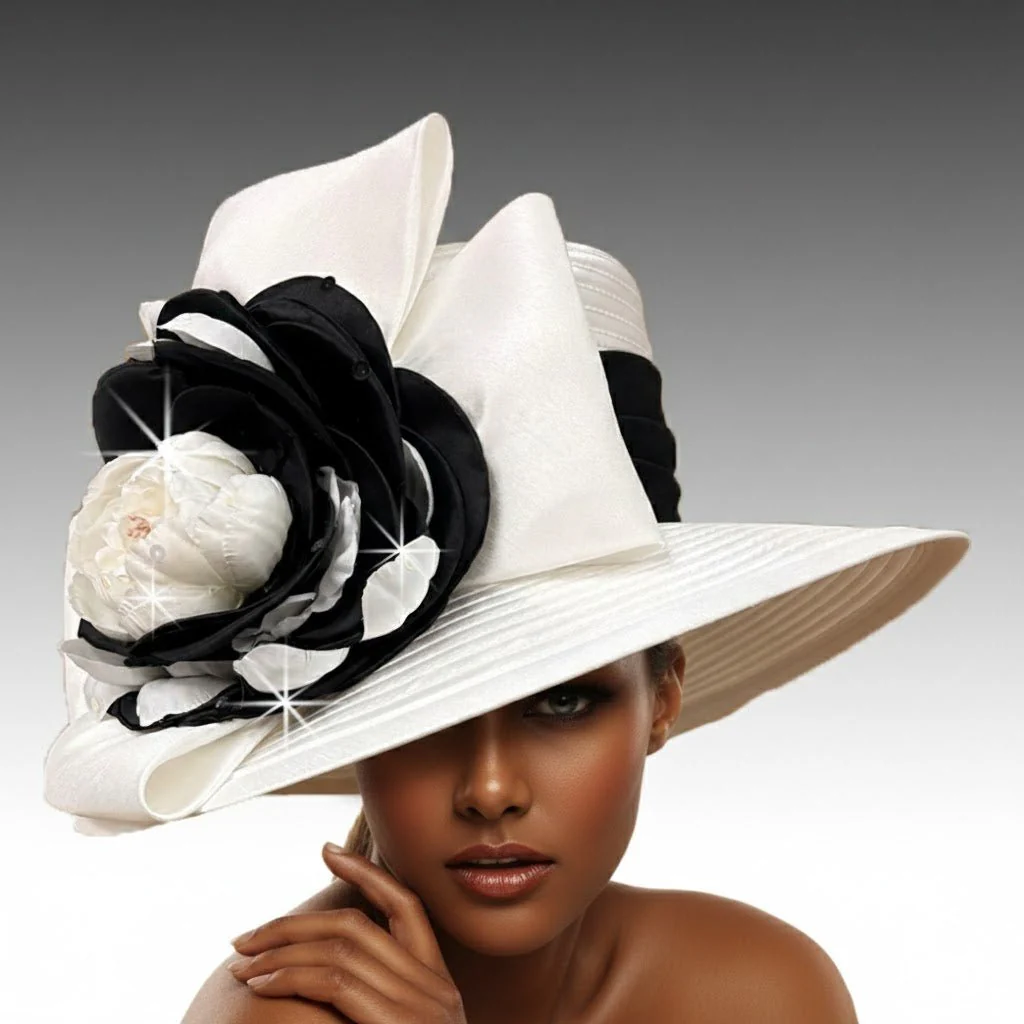 Robin Silk Wide Brim Rose Church Hat - Whittall & Shon - Image 3