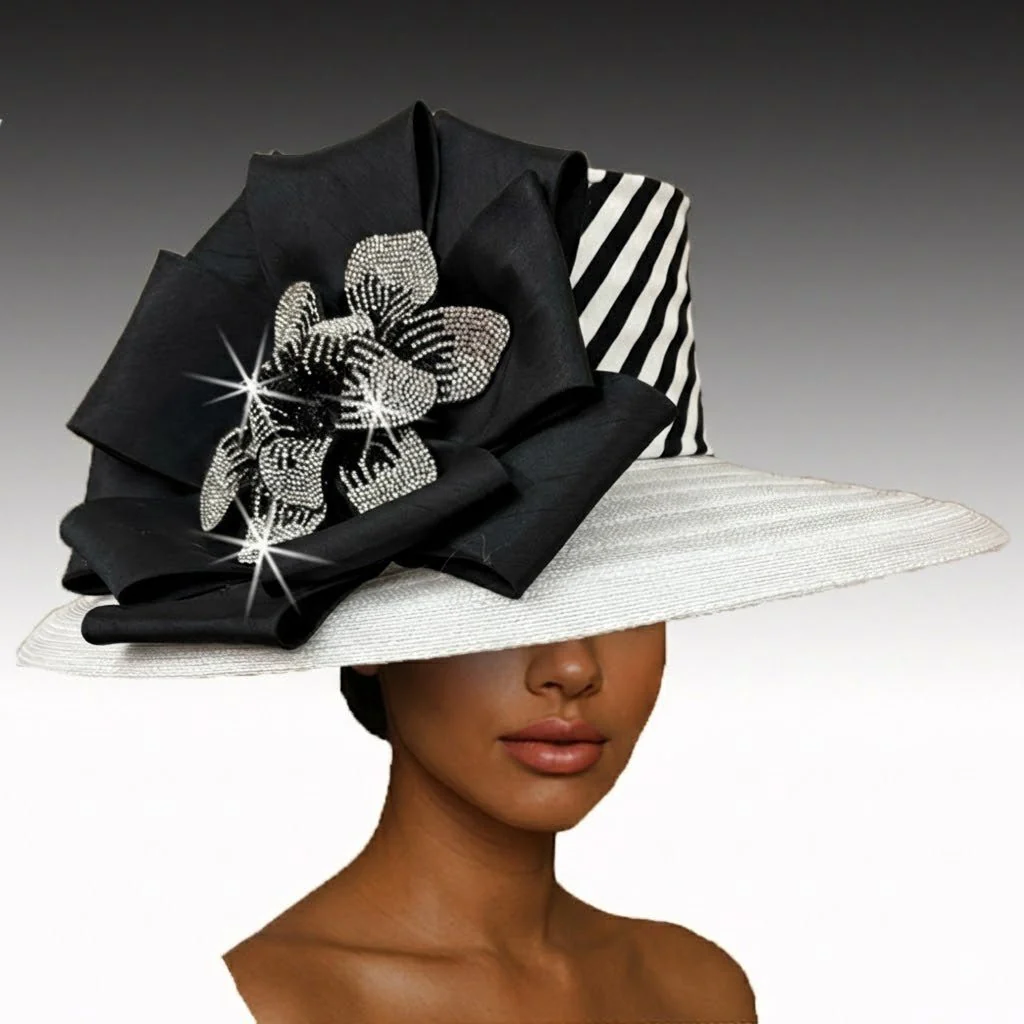 Sierra Derby Black and White Church Hat - Whittall & Shon - Image 2