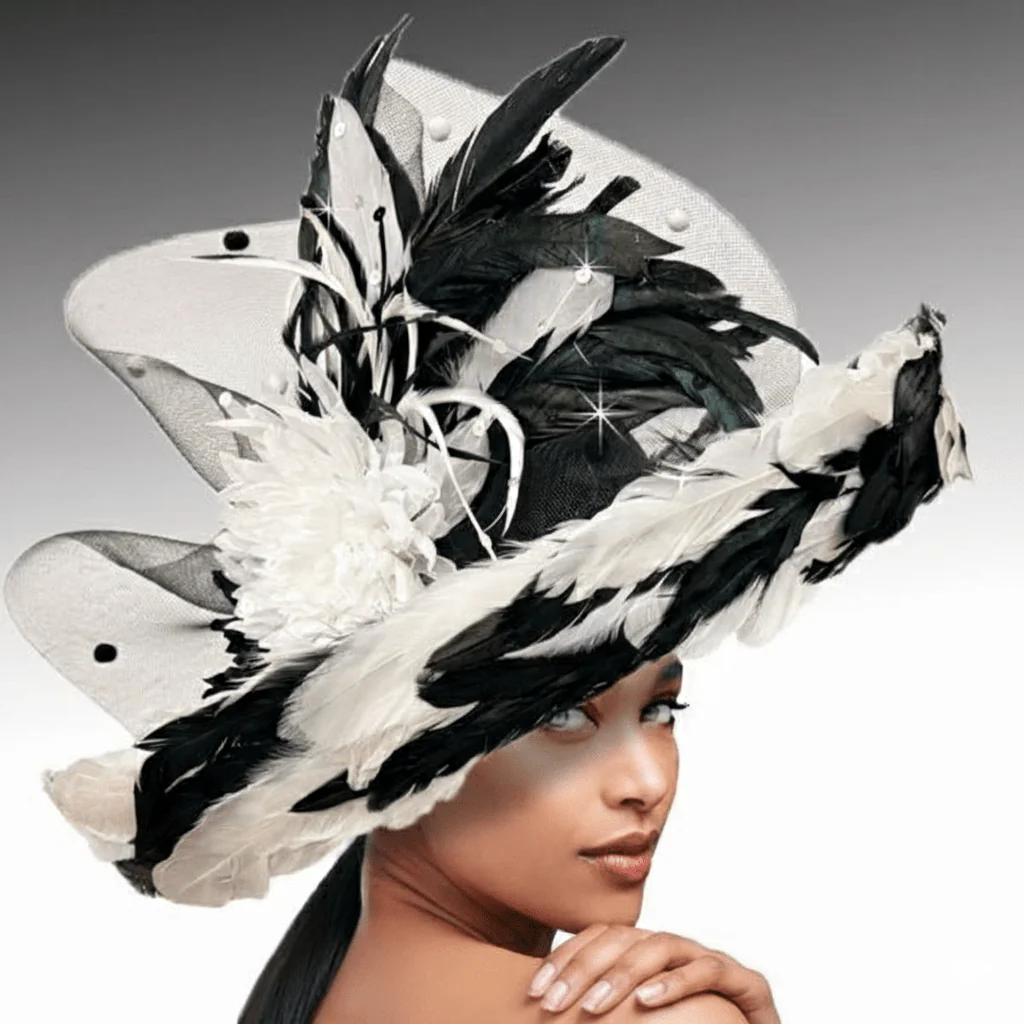 Starling Feather Wide Brim Church Hat - Whittall & Shon - Image 3