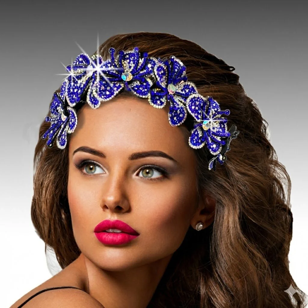 Tiara Crystal Flower Headband Fascinator - Whittall & Shon - Image 3