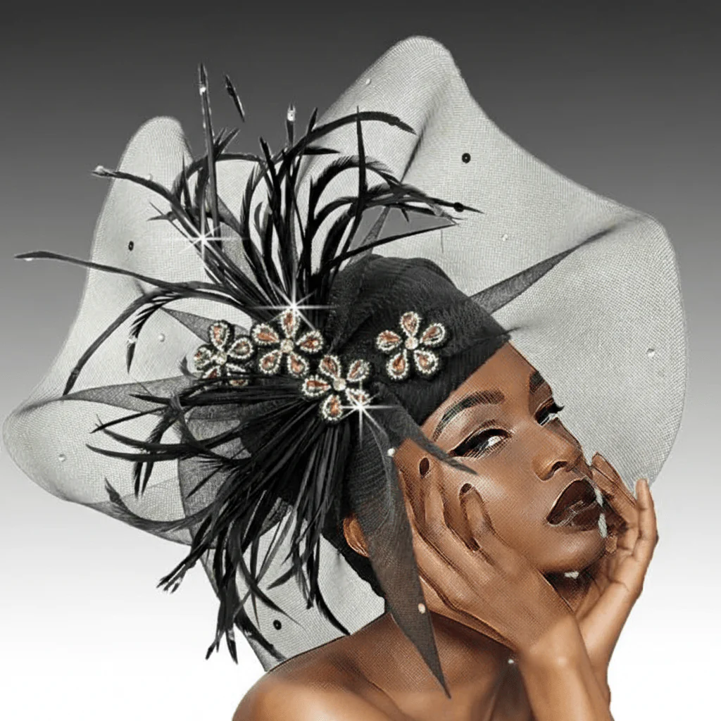 Tropicana Wide Brim Feather Church Hat - Whittall & Shon