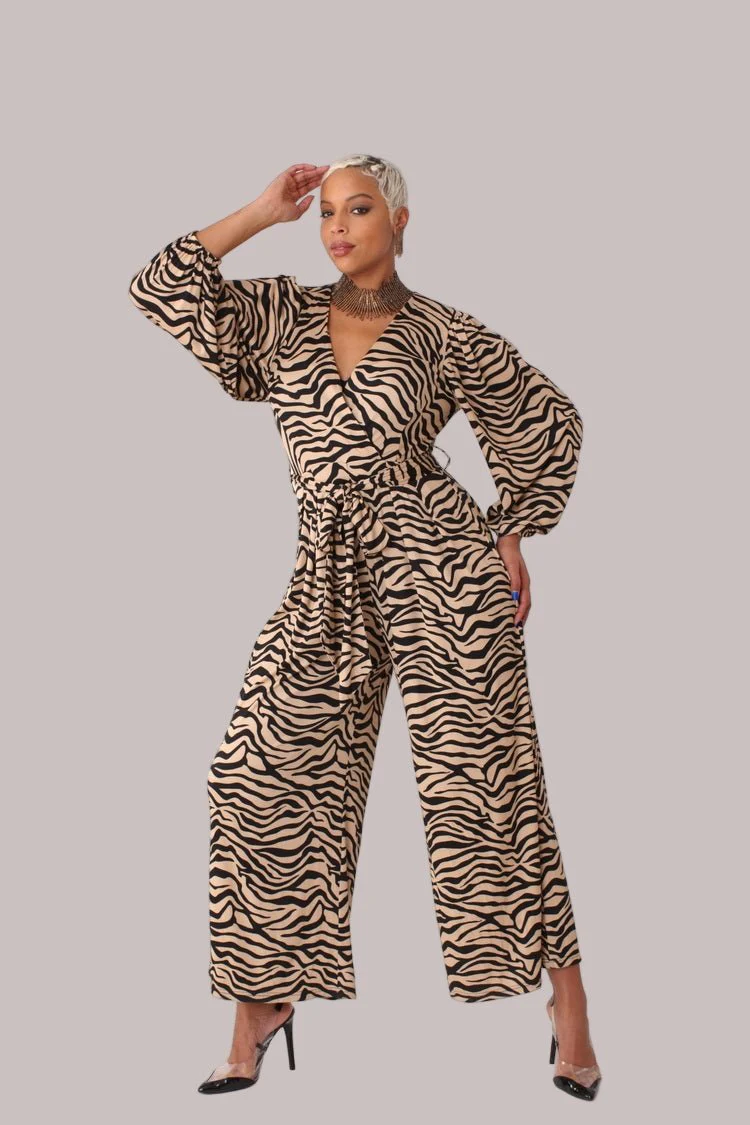 Wide-Leg Jumpsuit with Puff Sleeves - 81990 - Image 9