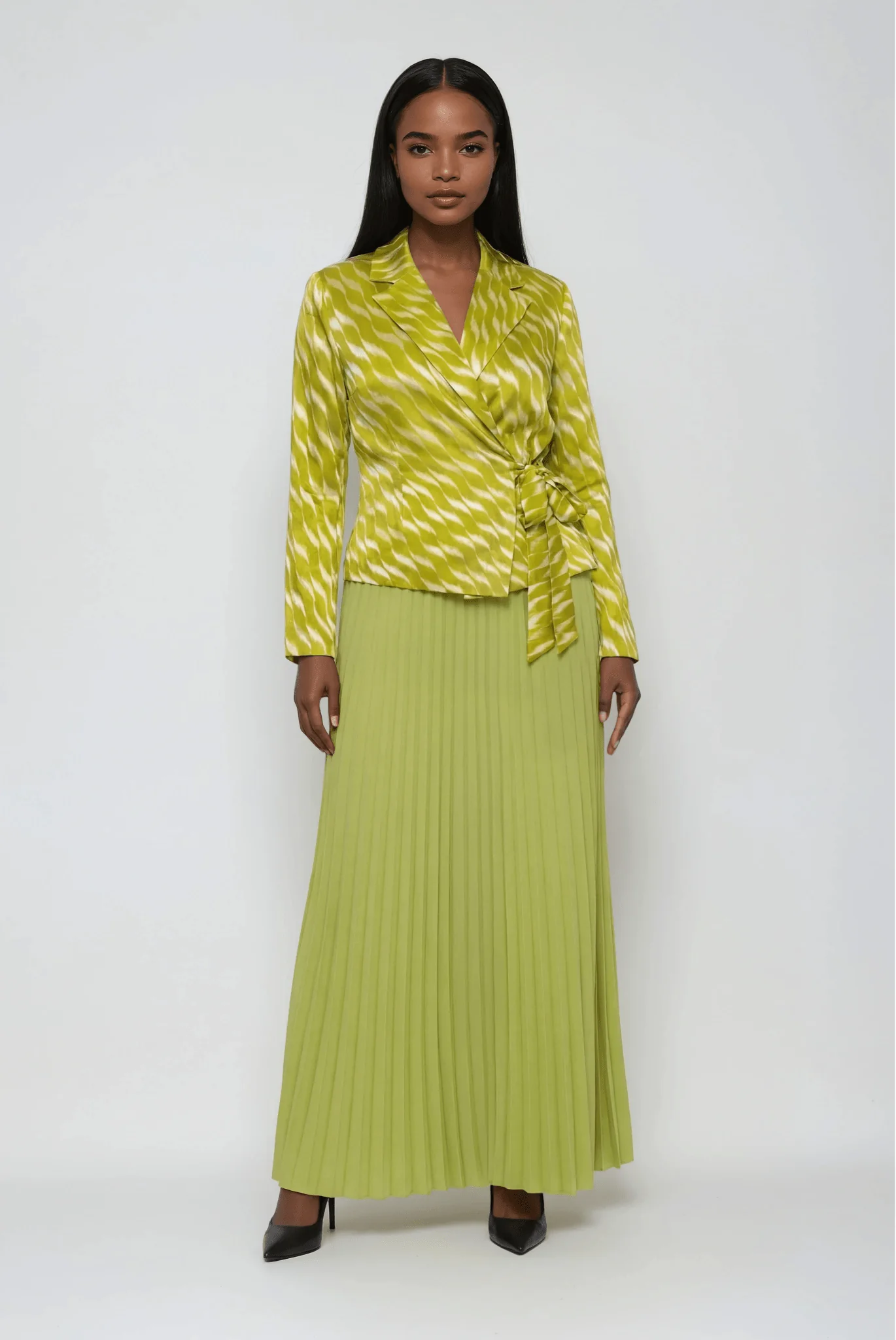 Zaria Pleated Skirt & Wrap Jacket Set - 83009 - Image 3